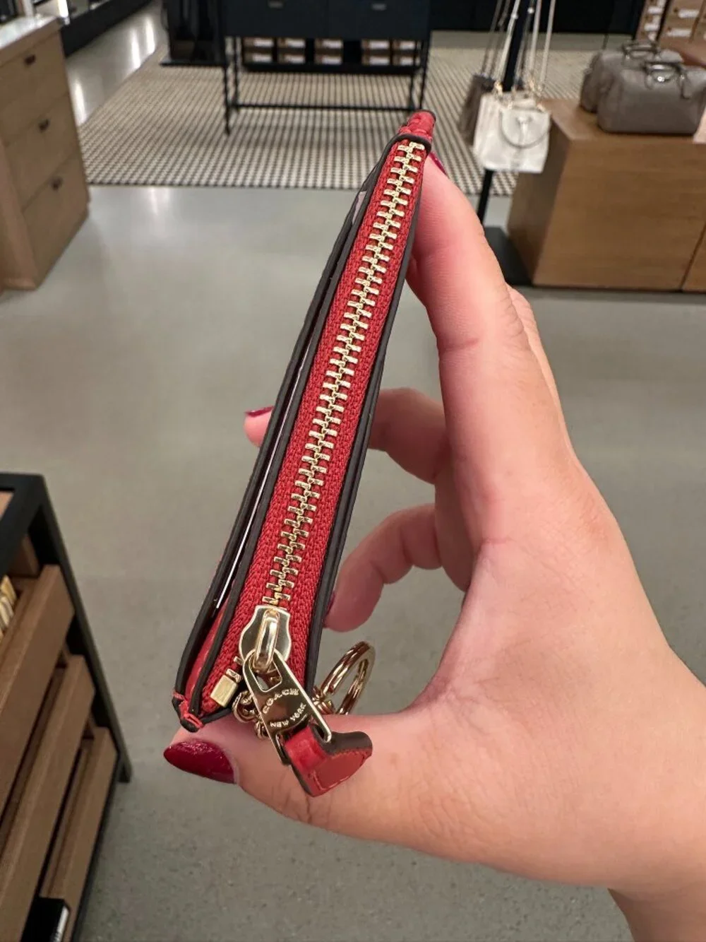 NWT! Coach CW870 Mini Skinny ID Case Signature Canvas IM/CRIMSON/Red/Gold